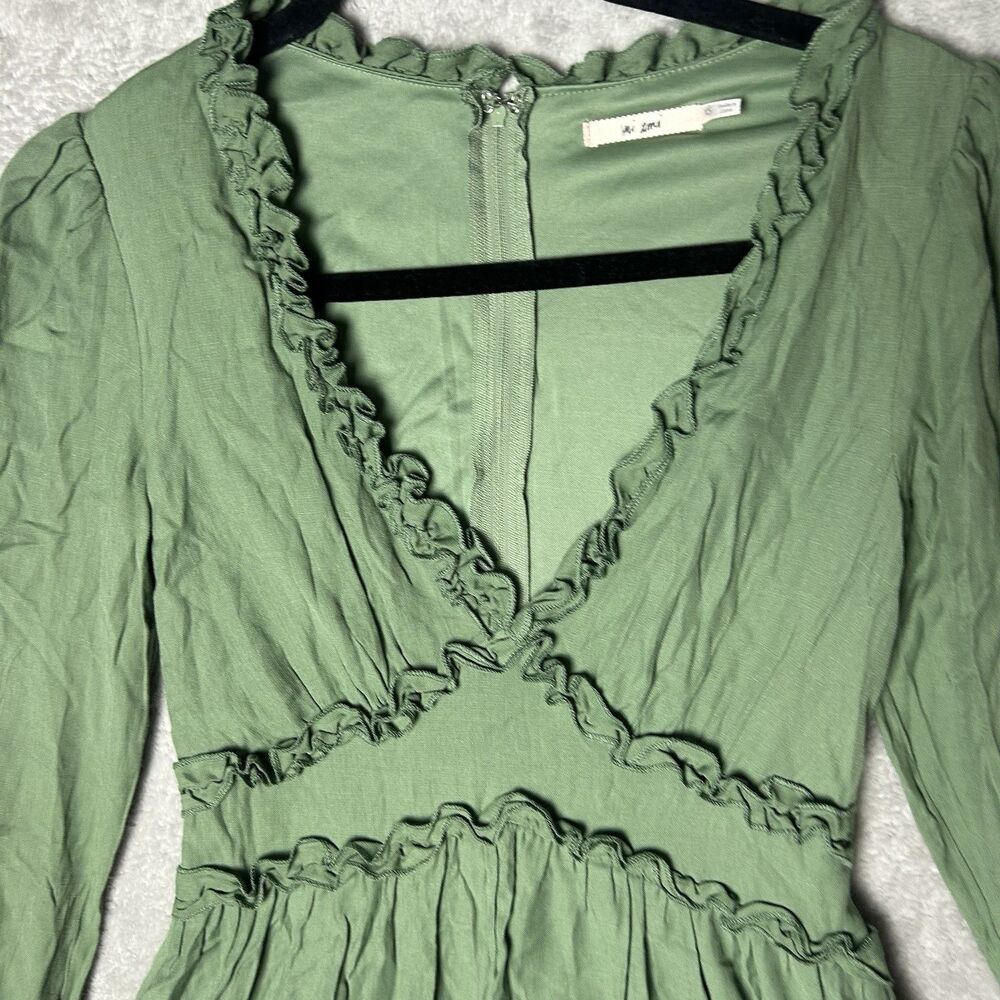 Mi Ami Francesca's Green Long Sleeve Dress Size XS Cottage Core Prairie Boho - Picture 2 of 5